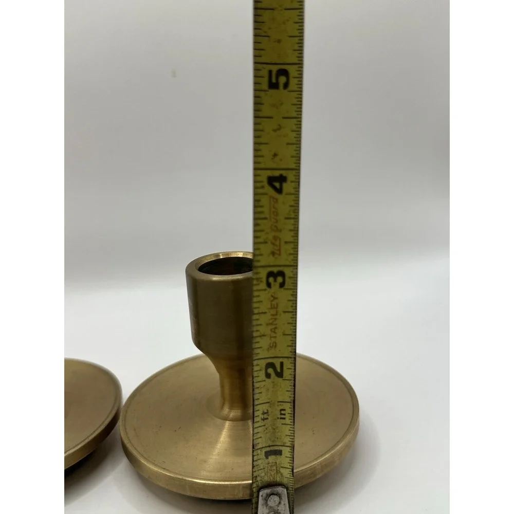 Vintage Brass Set Of Two Candle Stick Holders Heavy Mid Century Farmhouse